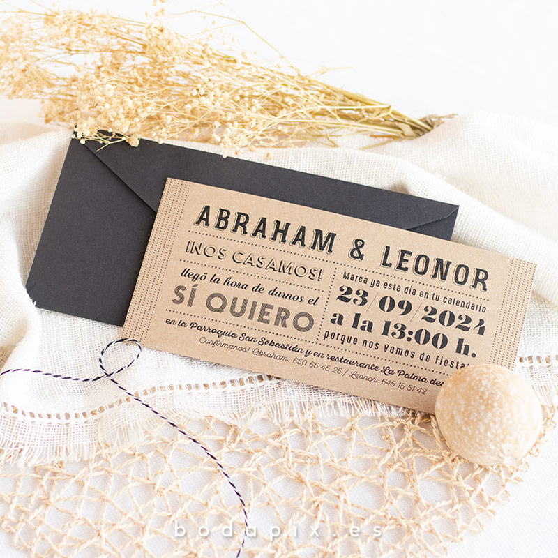 invitaciones de boda kraft