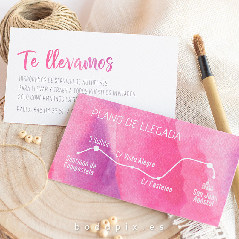 mapa de llegada acuarela para bodas