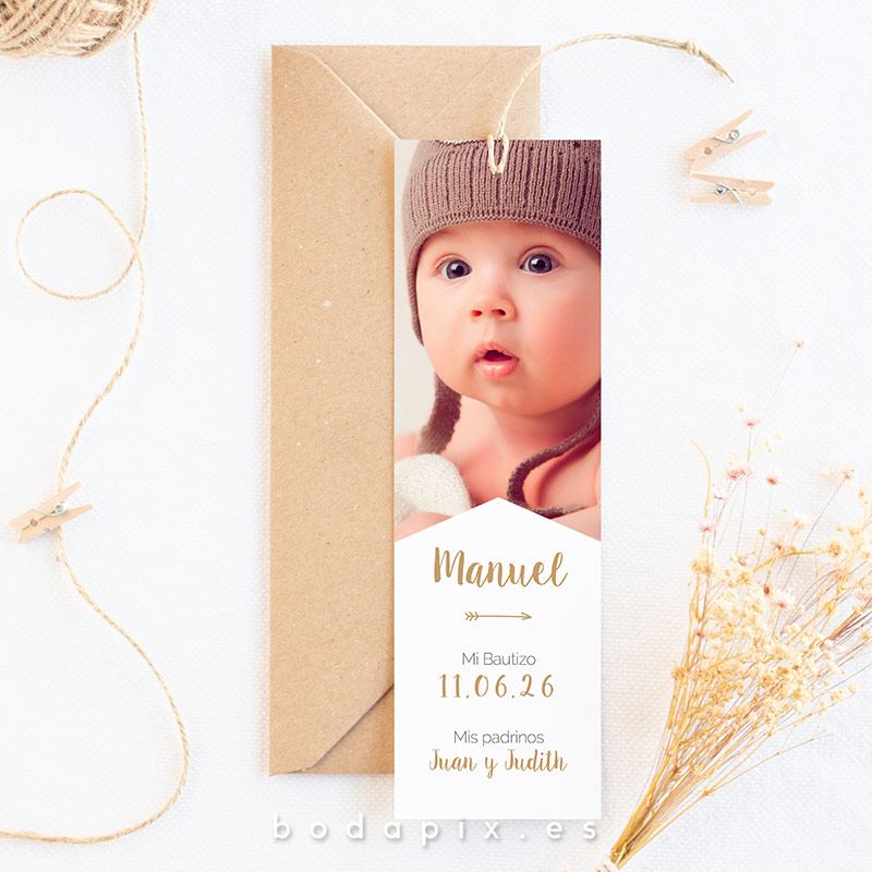 marcapáginas de bautizo con foto