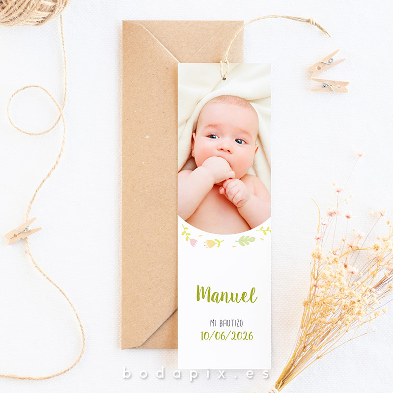 marcapáginas de bautizo con foto