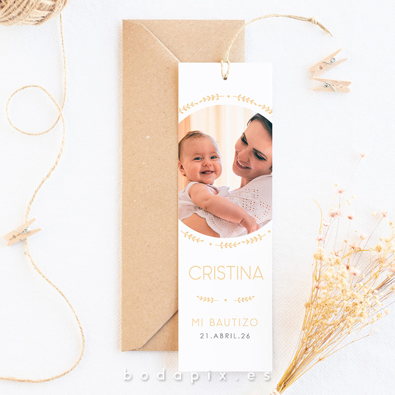 marcapáginas de bautizo con foto
