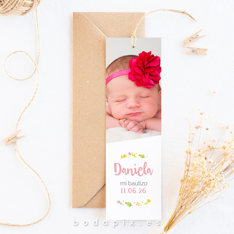 marcapáginas de bautizo con foto