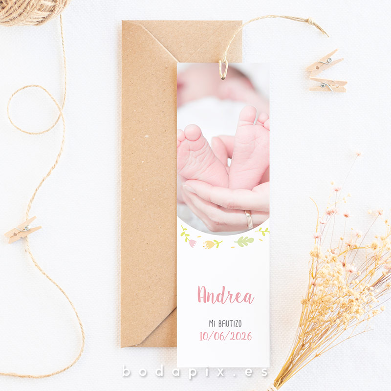 marcapáginas de bautizo con foto