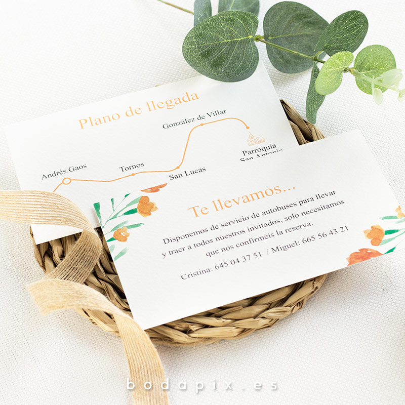 tarjetón informativo para bodas