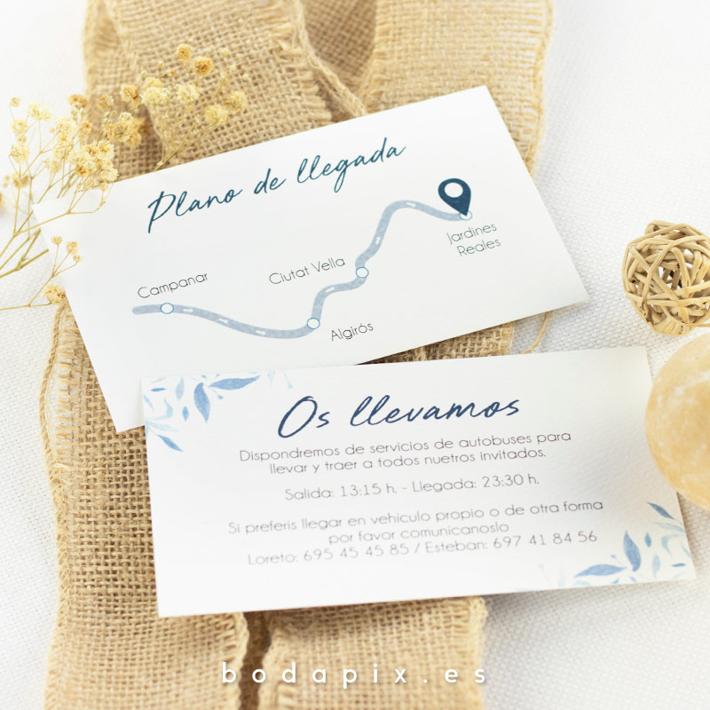tarjetón informativo para bodas