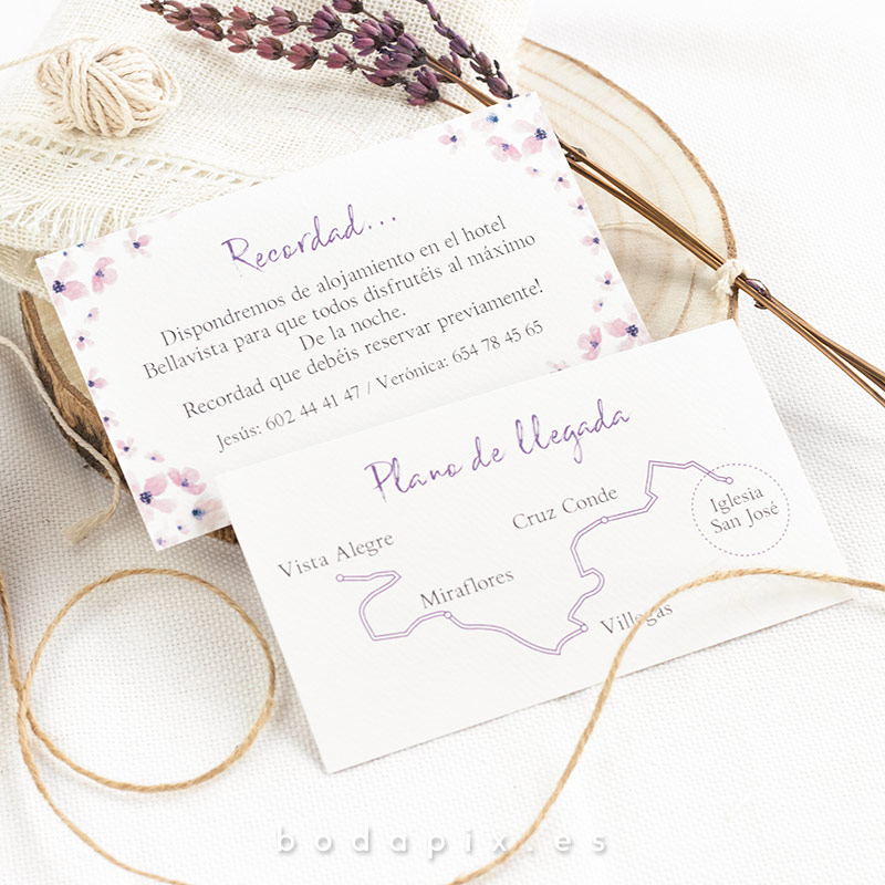 tarjetón informativo para bodas