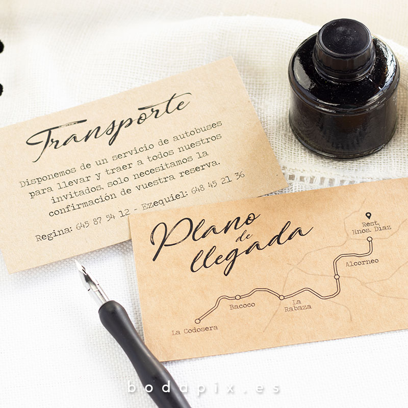 plano de llegada kraft para bodas