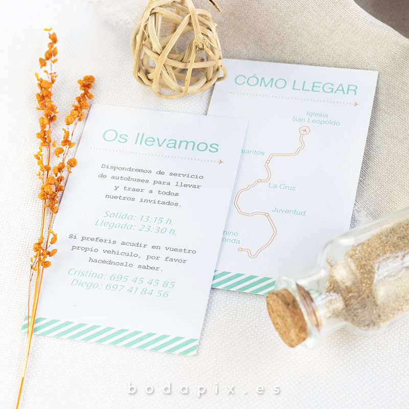 tarjetón informativo para bodas