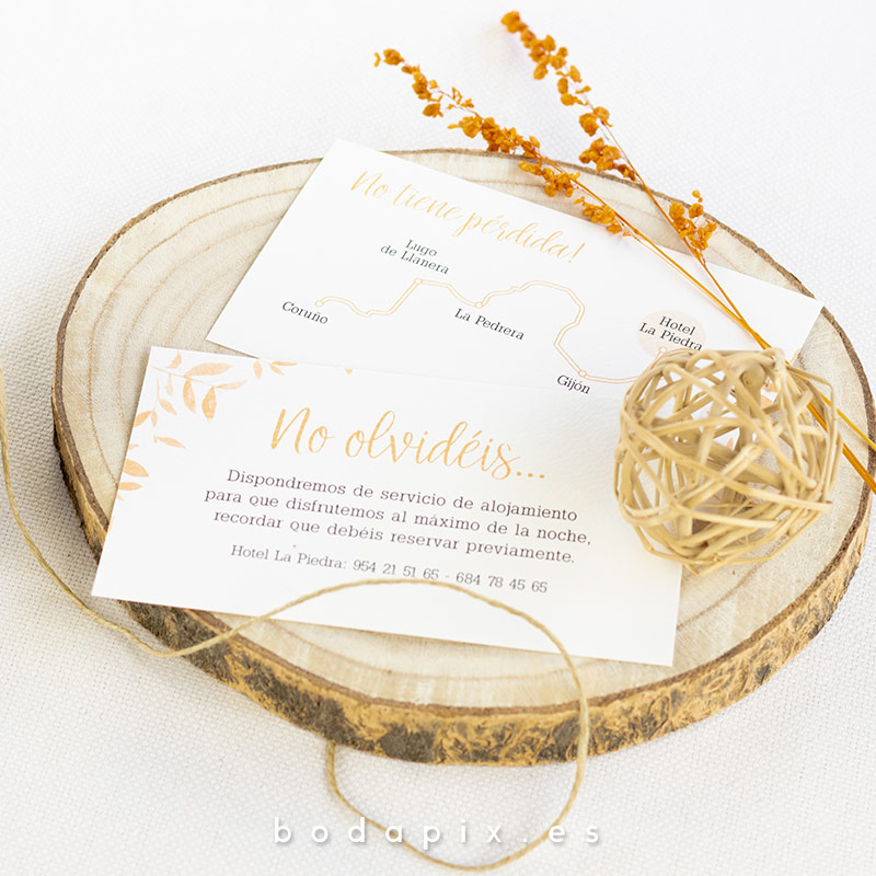 tarjetón informativo para bodas