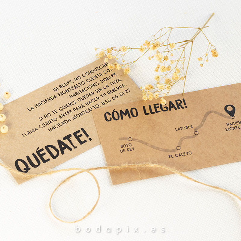 tarjetón informativo para bodas