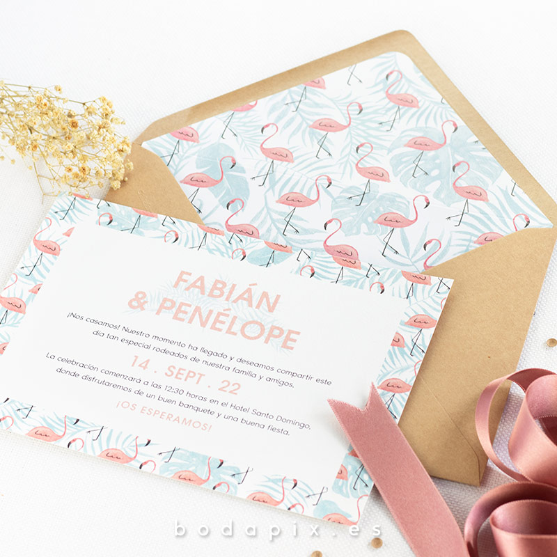 invitaciones de boda flamencos