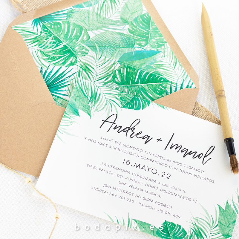 invitaciones de boda tropicales