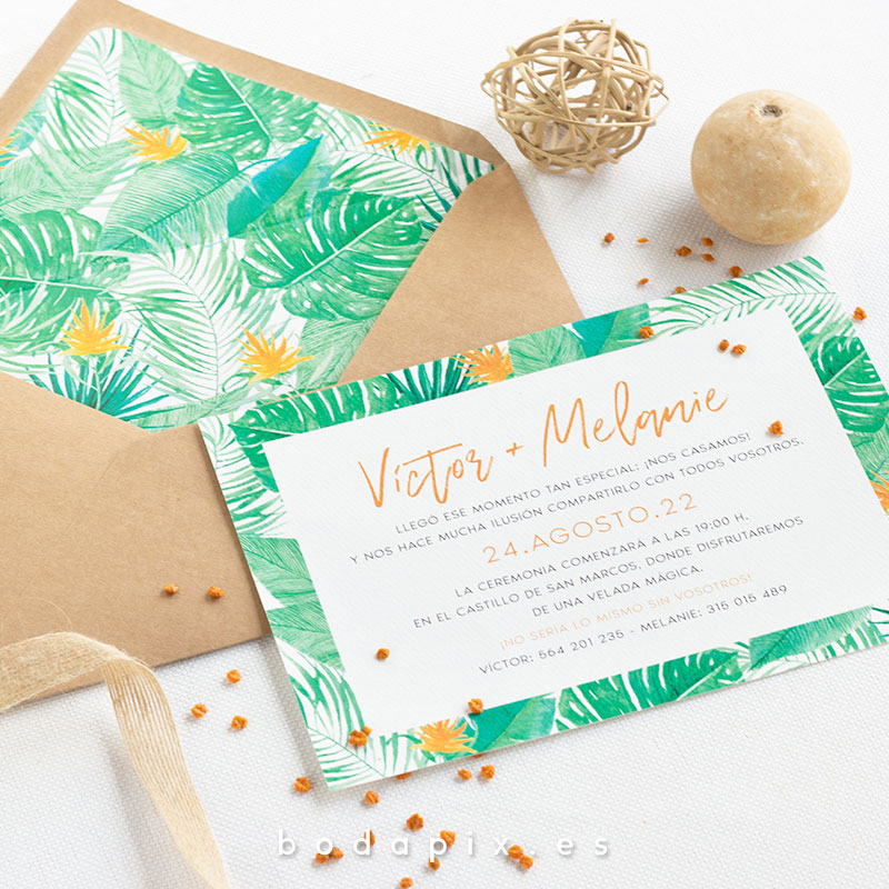 invitaciones de boda tropicales