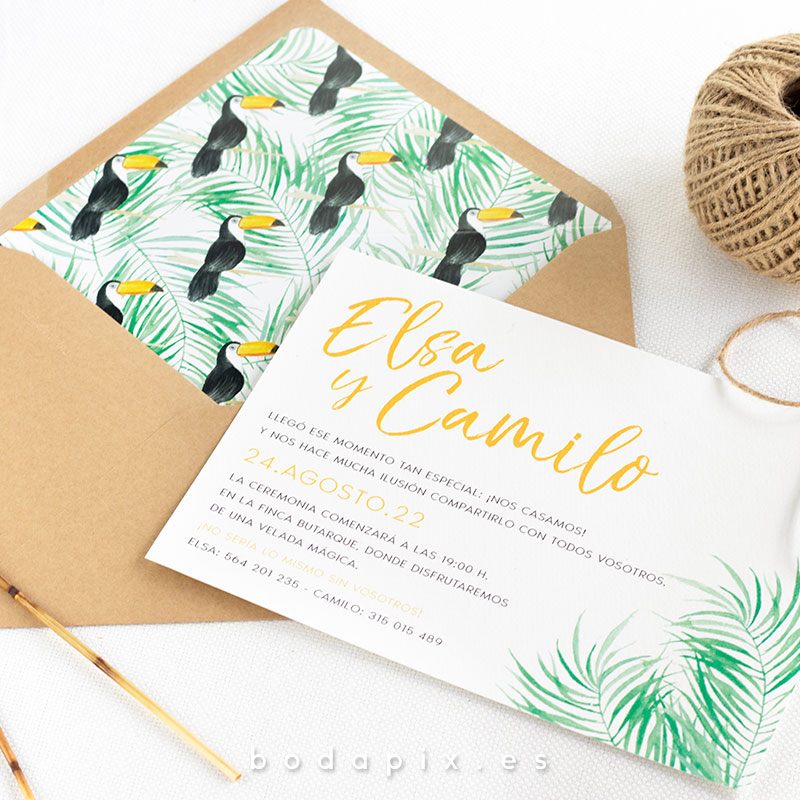 invitaciones de boda tropicales