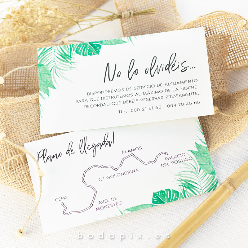 mapas para bodas tropicales