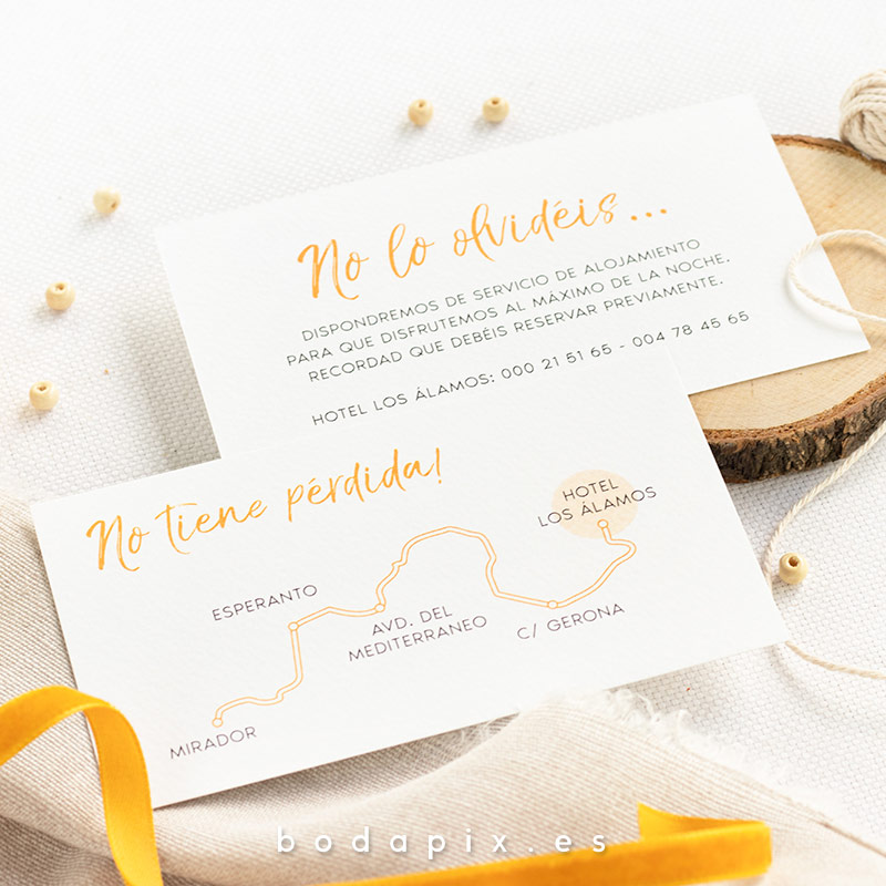 tarjetón informativo para bodas