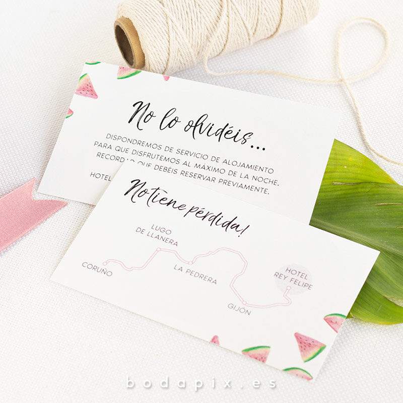 tarjetón informativo para bodas