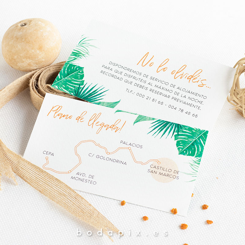 tarjetón informativo para bodas