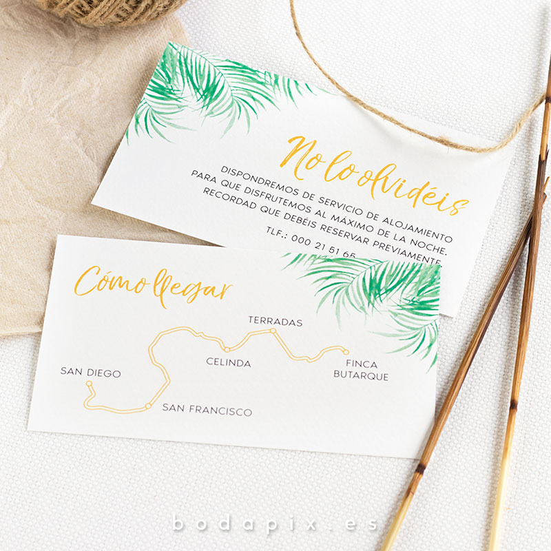 tarjetón informativo para bodas