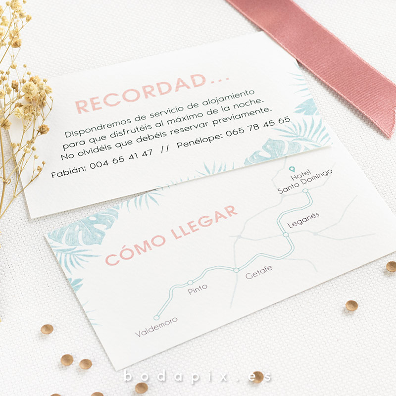 tarjetón informativo para bodas