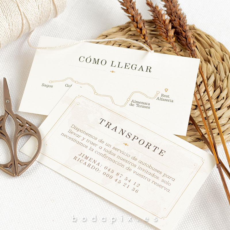 tarjetones informativos para bodas