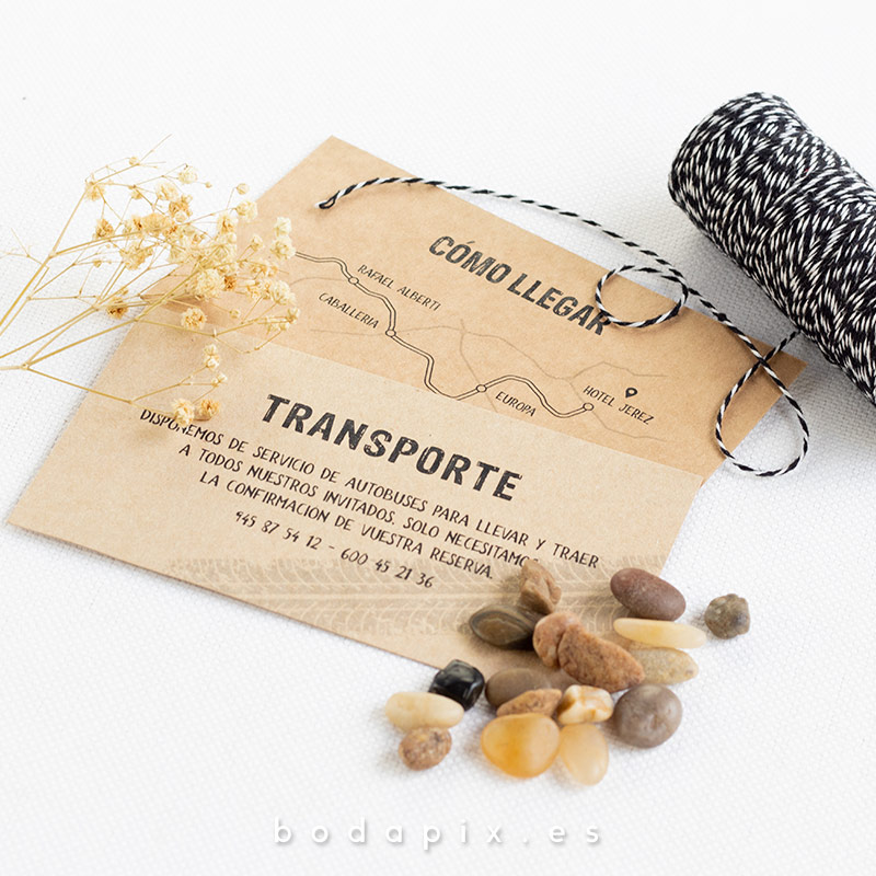 tarjetón informativo para bodas