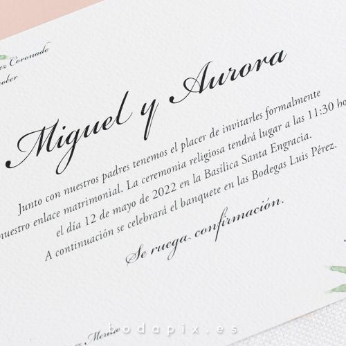 invitación de boda tarjetón clásico