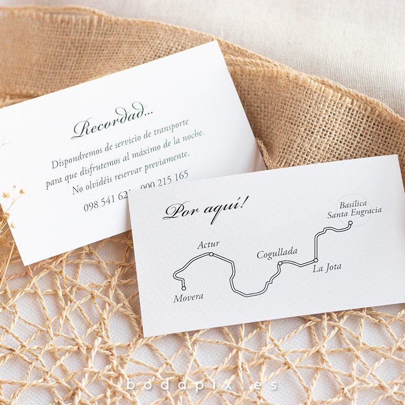 tarjetón informativo para bodas