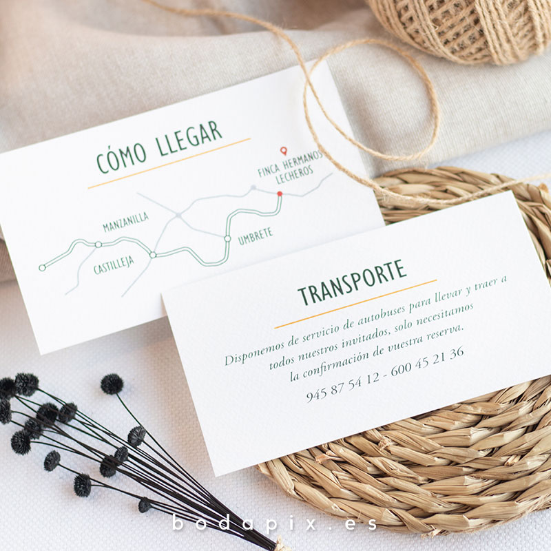 tarjetón informativo para bodas