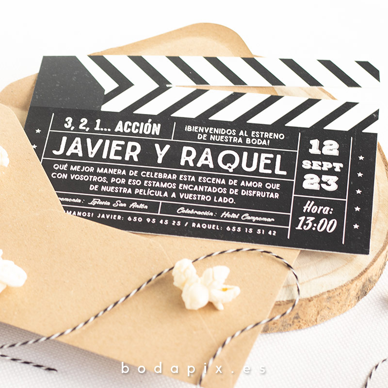invitaciones de boda de cine