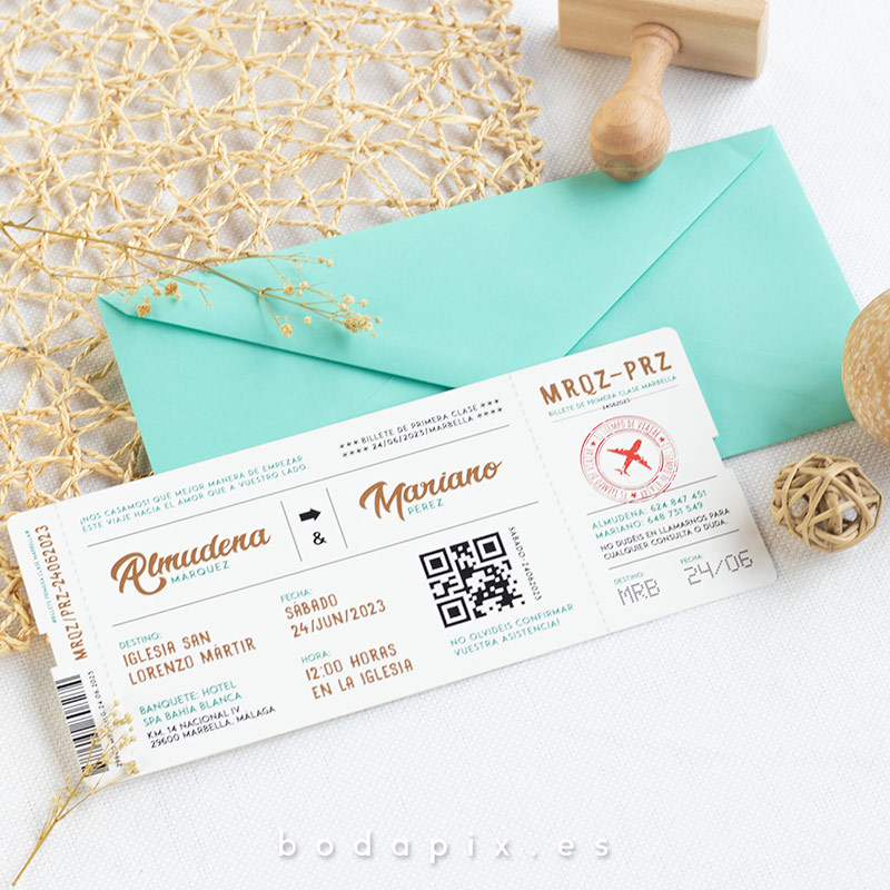 invitaciones de boda boarding pass