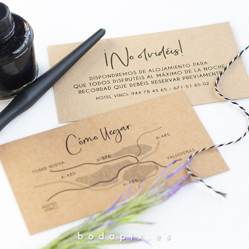 tarjetón informativo para bodas