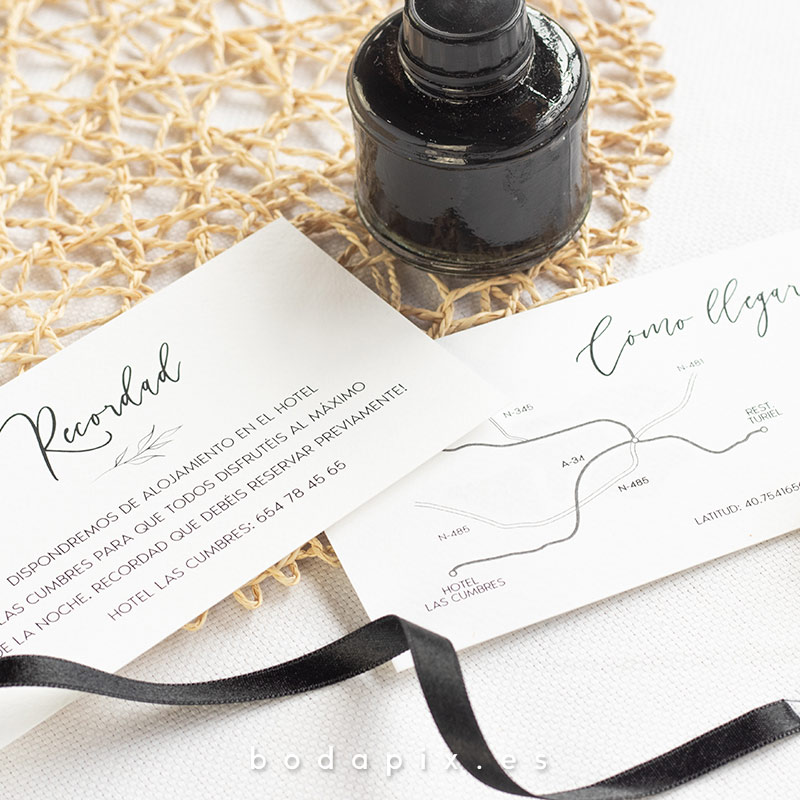 tarjetón informativo para bodas