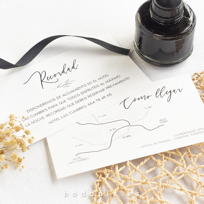 tarjetón informativo para bodas