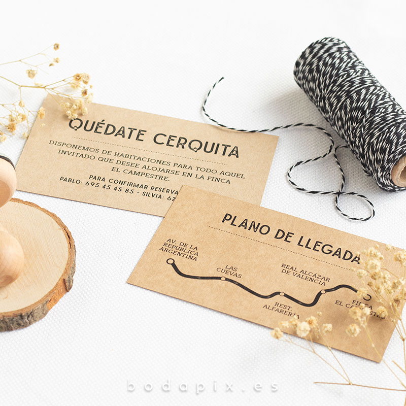 tarjetón informativo para bodas