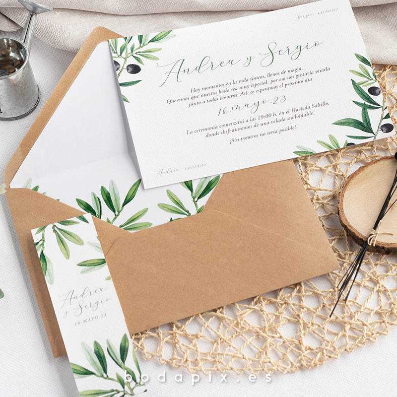 invitaciones de boda olivo