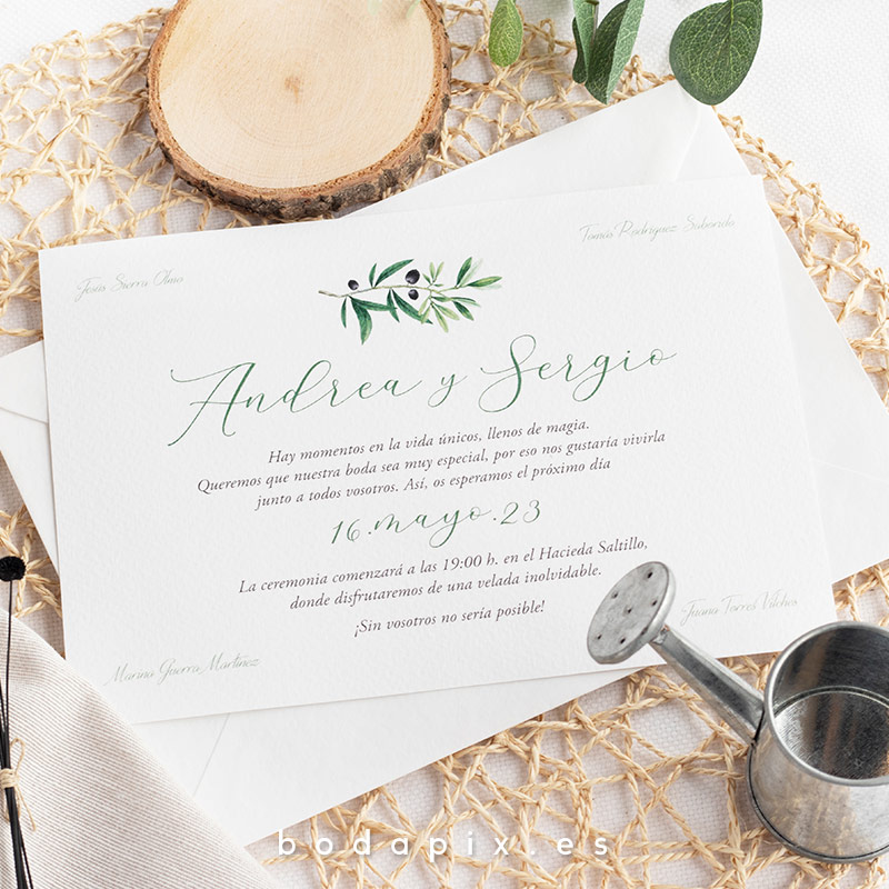 invitaciones de boda olivo