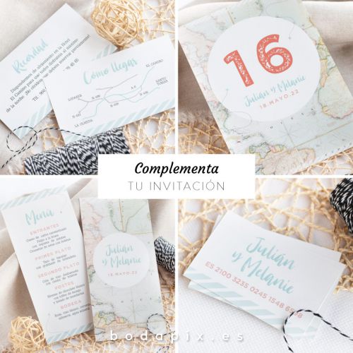 papelería de boda viajera