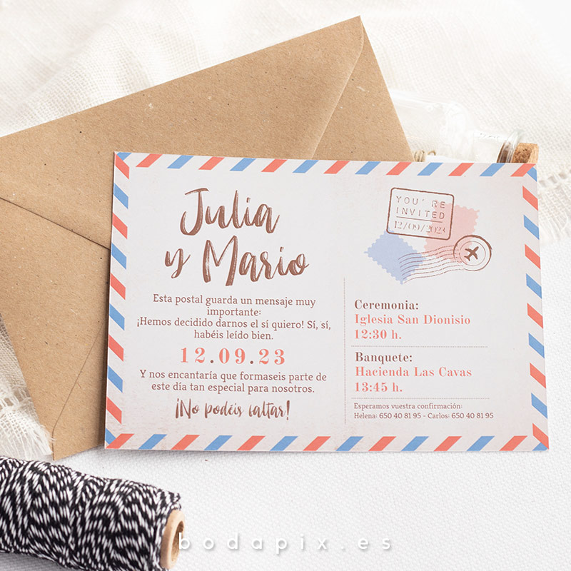 invitaciones de boda postal