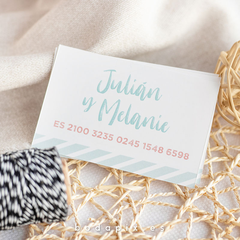 tarjeta número de cuenta para bodas