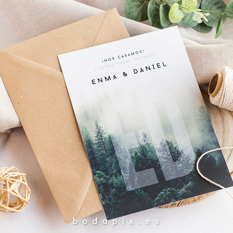 invitaciones de boda con árboles