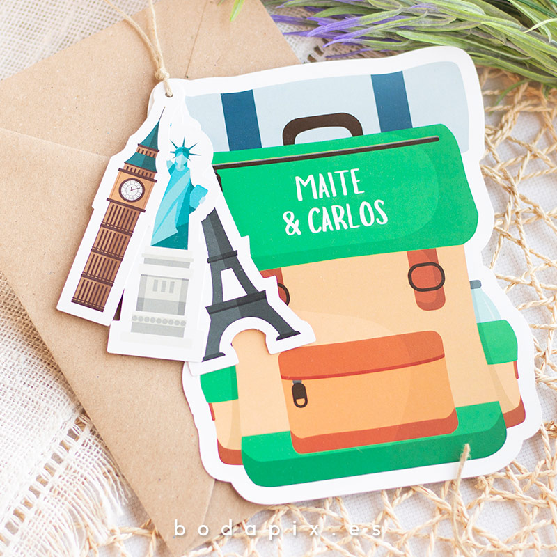 invitaciones de boda mochila