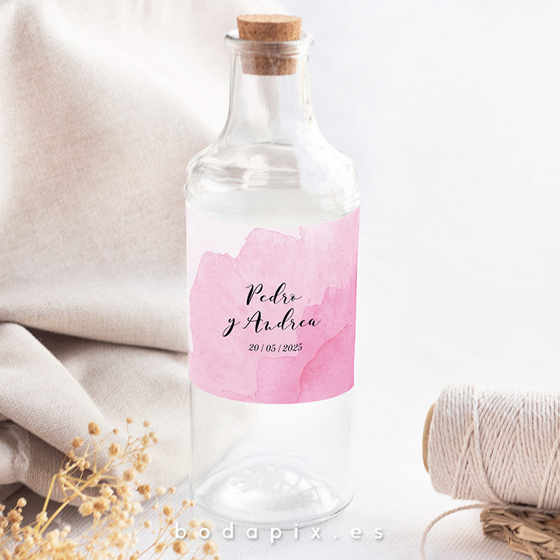 etiqueta botella personalizada boda be pink