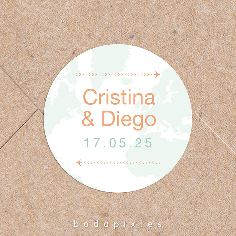 adhesivo pegatina personalizada boda boarding pass