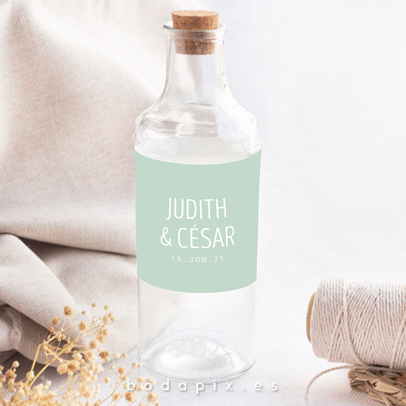 etiqueta botella personalizada boda mint