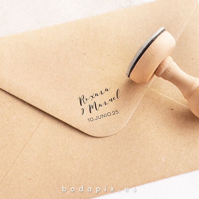 sello madera personalizado boda navy