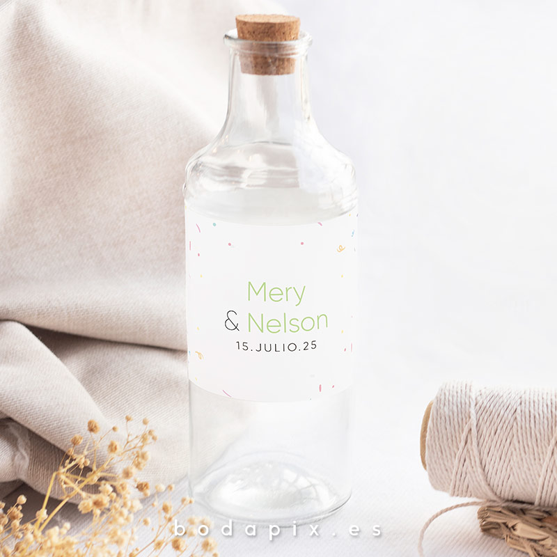 etiqueta botella personalizada boda polaroid
