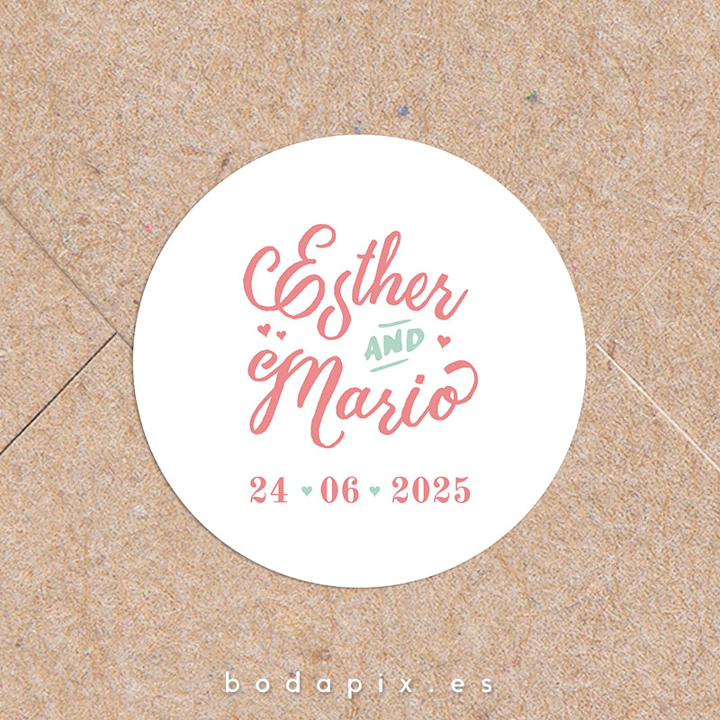 adhesivo pegatina personalizada boda post