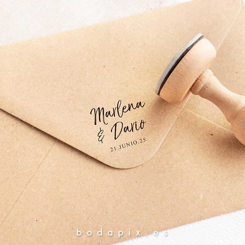 sello madera personalizado boda primavera