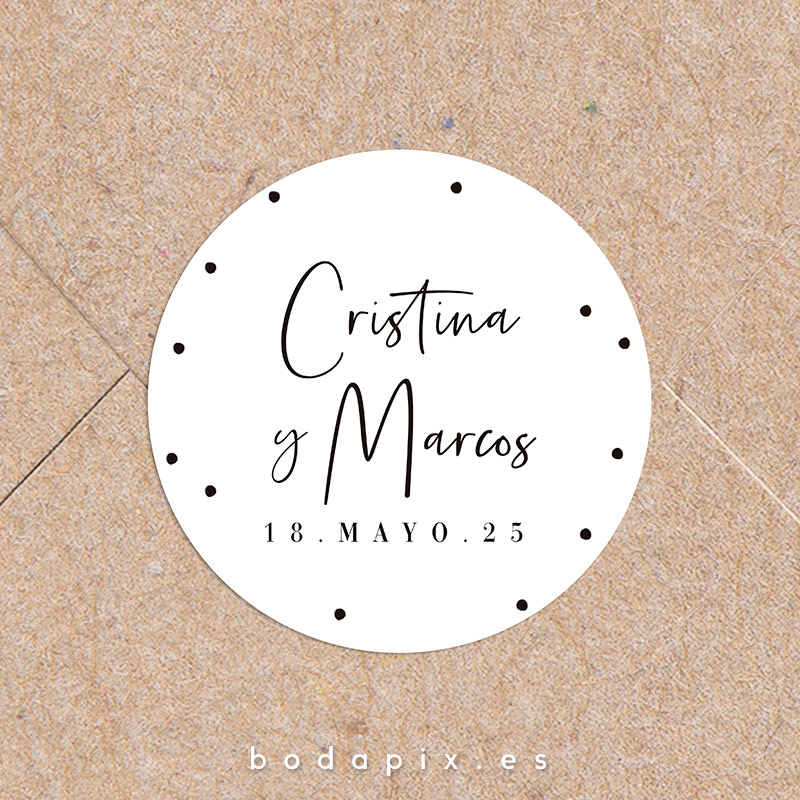 adhesivo pegatina personalizada boda puzzle dots